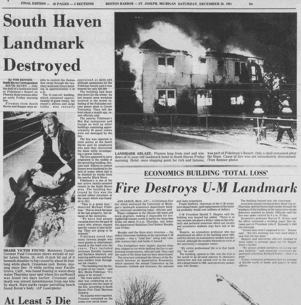 Fidelmans Resort - Dec 1981 Fire Destroys Hotel (newer photo)